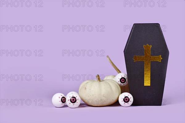 Halloween arrangement with coffin gift box