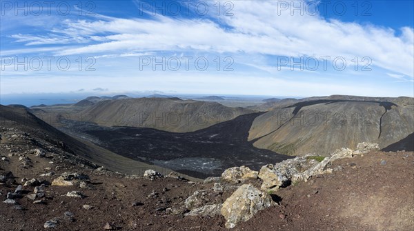 Fagradalsfjall volcano and cooled lava