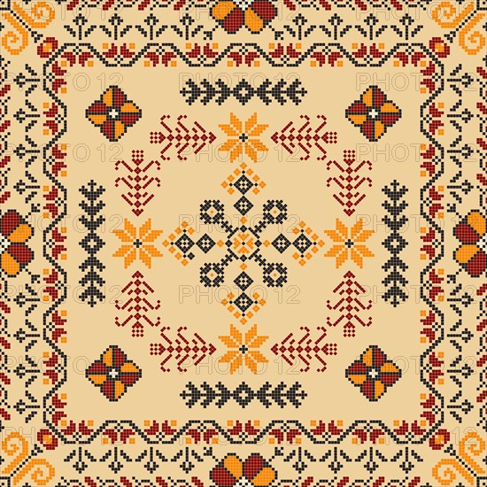 Traditional Latvian embroidery seamless pattern