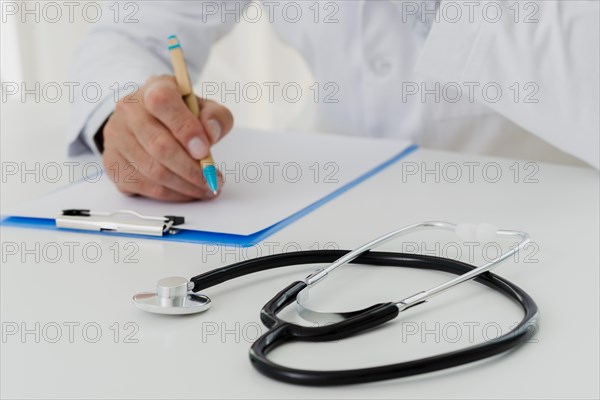 Stethoscope desk defocused