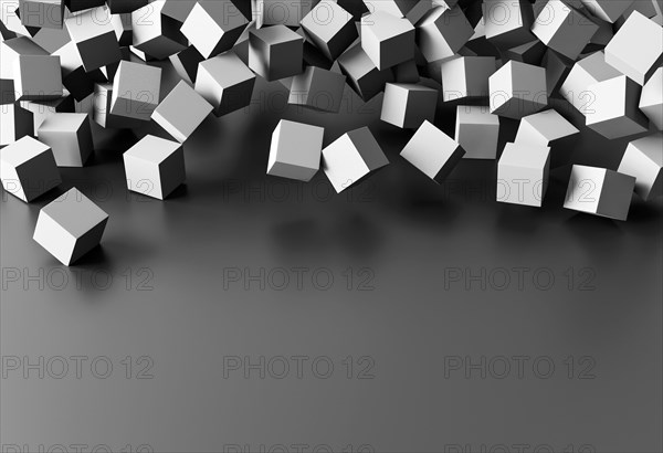 Creative wallpaper with grey cubes copy space