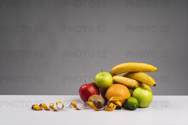 Healthy fruit assortment with copy space