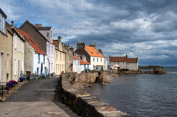 Traditional old dwellings lined up along the Fife Coastal Path in the fishing village of Pittenweem