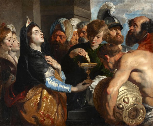 Artemisia prepares to drink the ashes of Maussolos. After his death