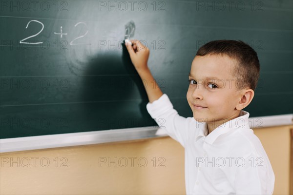 Schoolboy smiling class