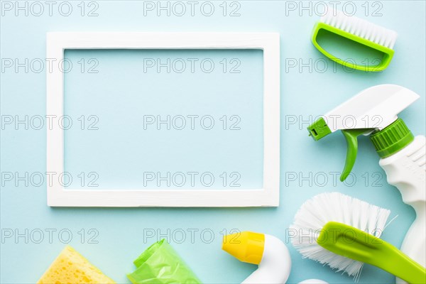 Frame mock up with cleaning products