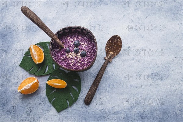 Still life tasty blueberry smoothie