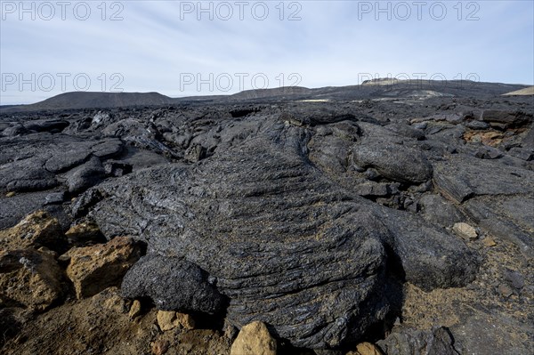 Fagradalsfjall volcano and cooled lava