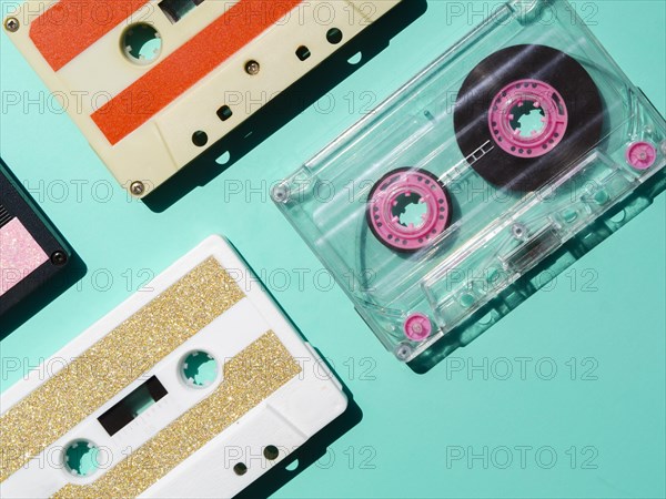 Different cassette tape types spotlight