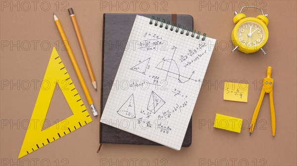 Flat lay composition school supplies