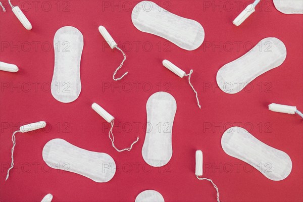 Top view tampons sanitary towels