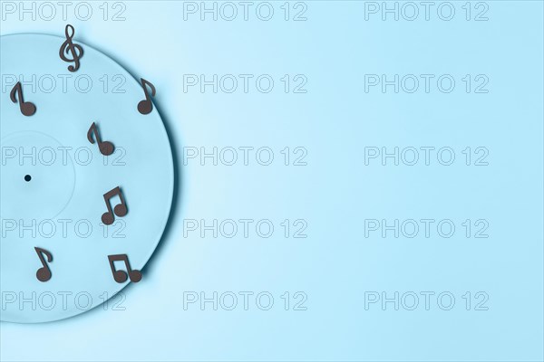 Blue painted vinyl arrangement with copy space