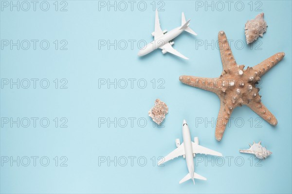 Vacation concept with planes starfish