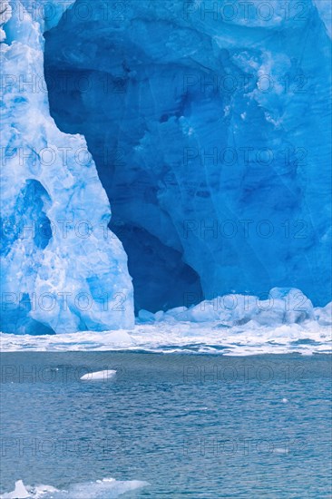 Calving glacier wave in the sea in Svalbard coast