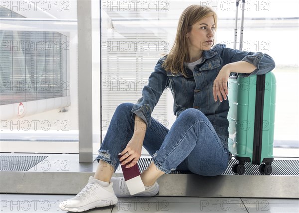 Woman waiting her flight