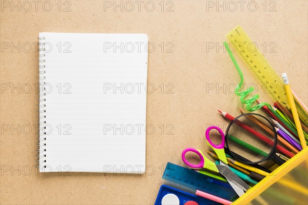 Lay out stationery supplies school
