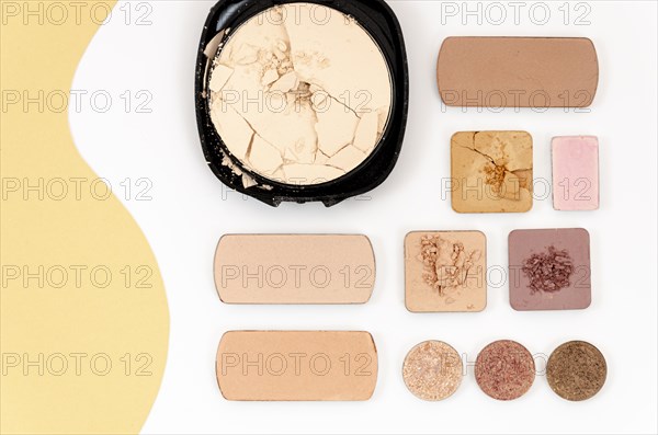 Top view nude cosmetics white background