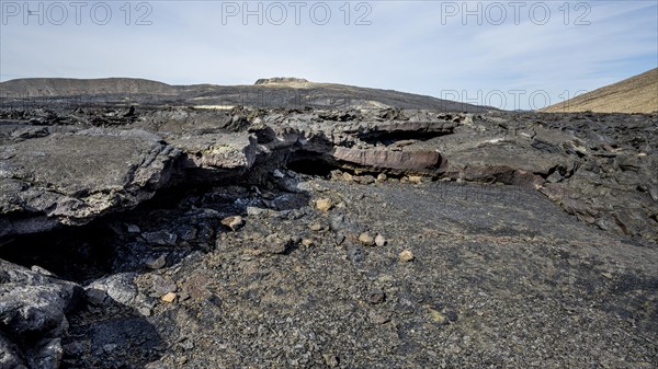 Fagradalsfjall volcano and cooled lava