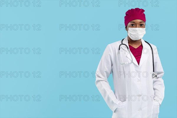 Specialist female doctor wearing white robe