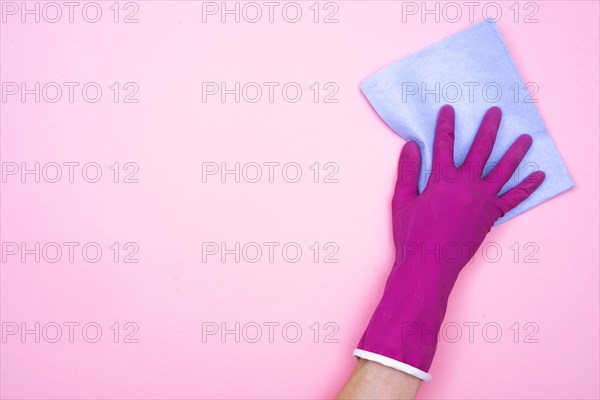 Housekeeping concept with glove rag