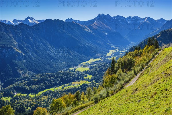 Mountain panorama from Soellereck into Stillachtal