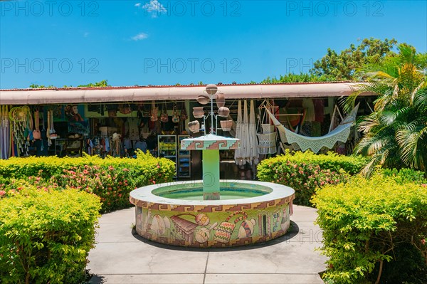 Beautiful water fountain in the Masaya craft market. Masaya craft market fountain