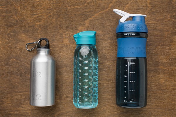 Thermos fitness bottles water top view