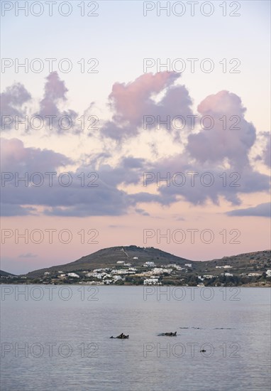Paros Island and Sea at Sunset