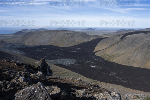 Fagradalsfjall volcano and cooled lava