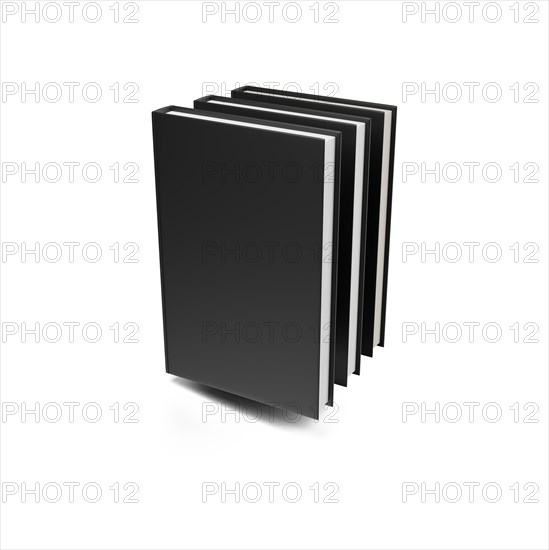 Blank mockup of 3 black books isolated on a white background