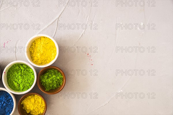 Green yellow blue color powder bowl concrete backdrop