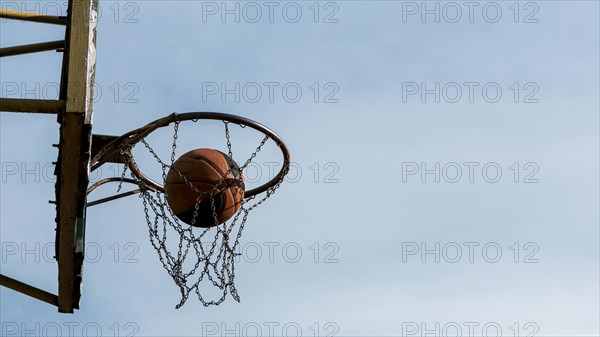 Sideways low view basketball hoop