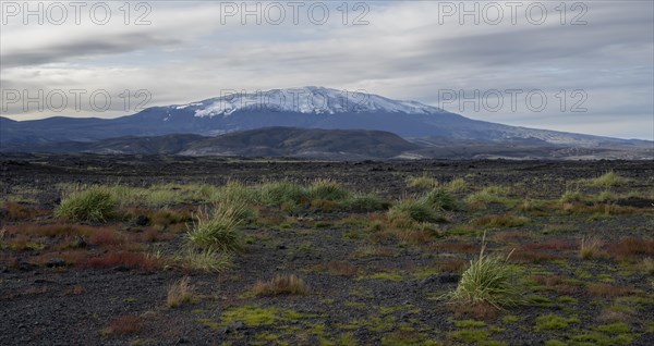 Landscape around snow-covered volcano Hekla