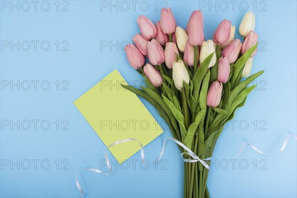 Bouquet tulips with green card