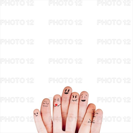 Fingers with various faces