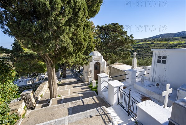 White graves at the cemetery of Lefkes