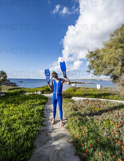 Young man with diving goggles