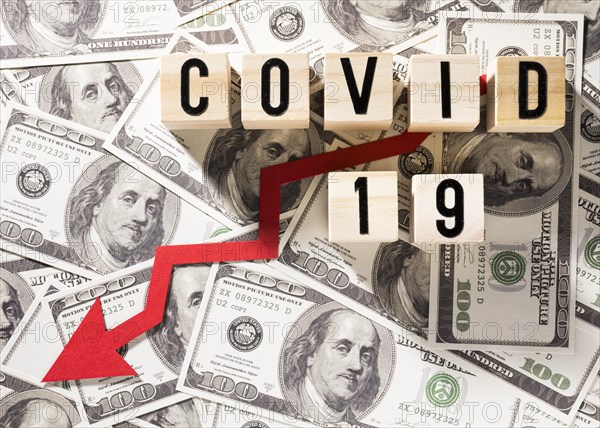Close up covid 19 financial crisis