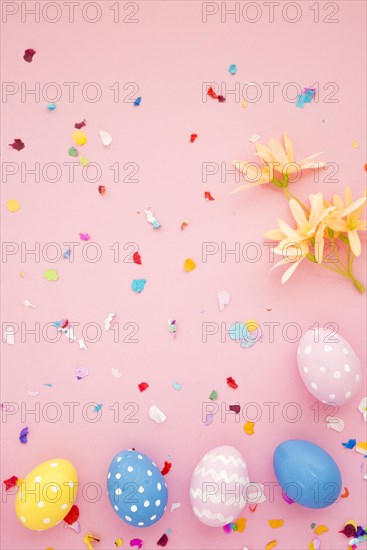 Set easter eggs bright confetti