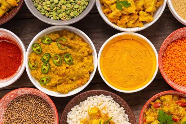 Top view indian food assortment