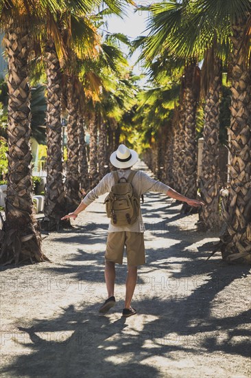 Traveler having fun way