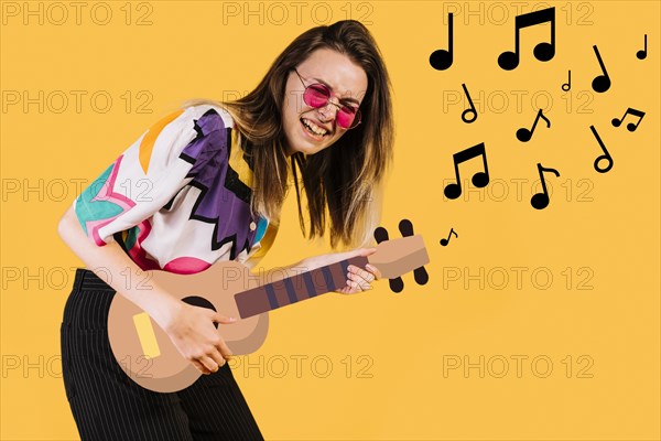 Woman playing icon filter guitar