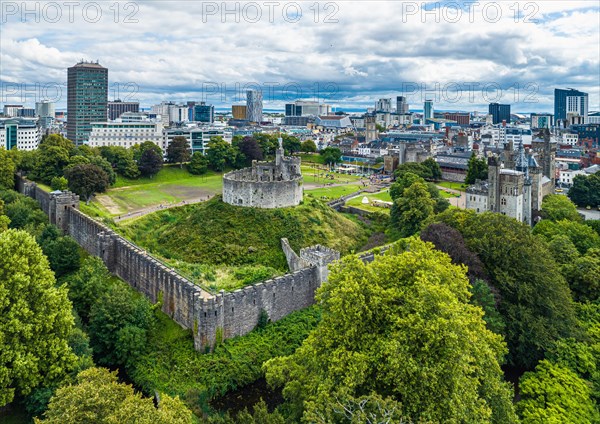 Cardiff Castle from a drone