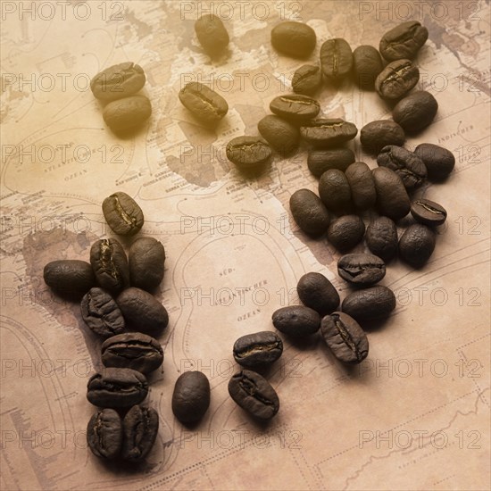 German map with coffee beans