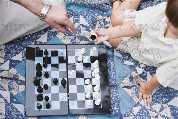 Top view picnic with chess game