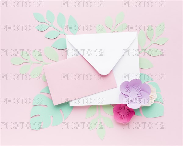 Paper leaves ornament wedding invitation