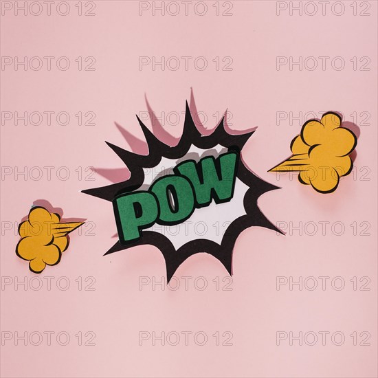 Explode speech bubble with green pow text against pink background