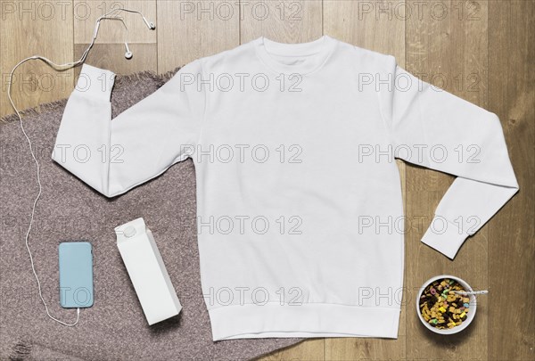 Hoodie bowl with cereals milk beside