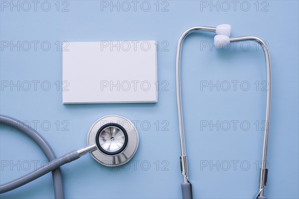 Stethoscope business card with blue background