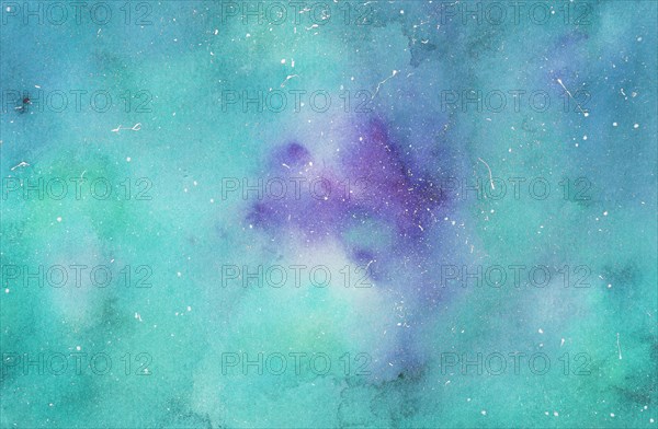 Violet aquamarine mix paints paper